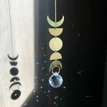 Alamă Luna Faza Suncatcher | lumina de veghe | curcubeu filtru